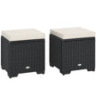 Outsunny Set of 2 Rattan Storage Ottoman, Outdoor Footstool with Removable Cushions, Garden Storage Seat for Balcony