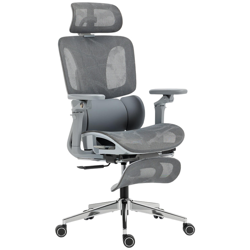HOMCOM Ergonomic Office Chair, High Back Mesh Desk Chair, Grey – view 10