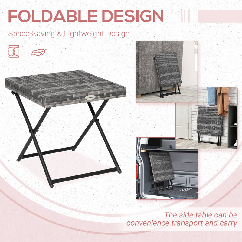 Square folding rattan side table – image 4