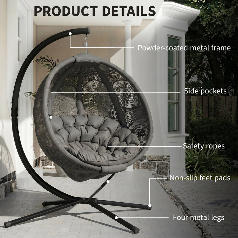 Charcoal round egg chair – image 7