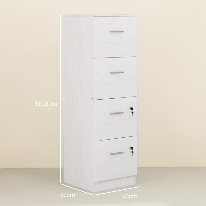 White 4-drawer lockable filing cabinet – image 3