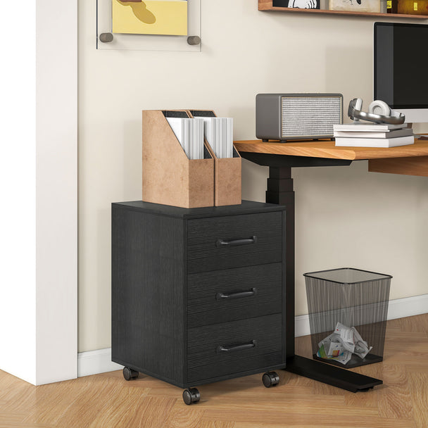 3-drawer mobile filing cabinet – black – image 2