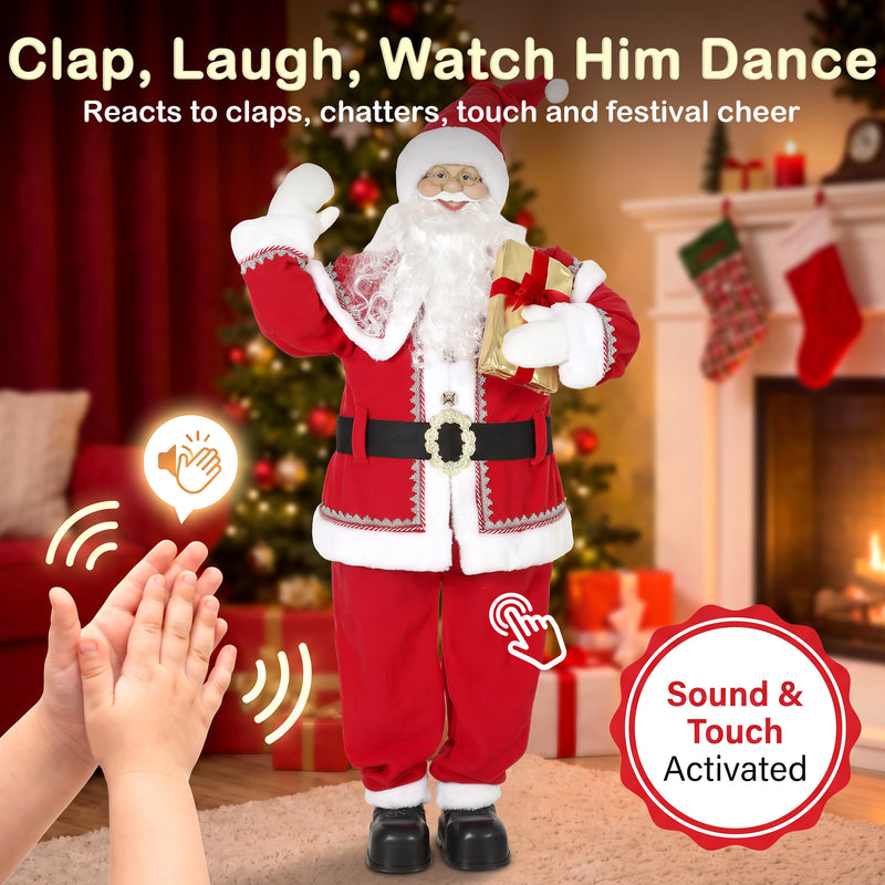 Santa figure shown singing and moving