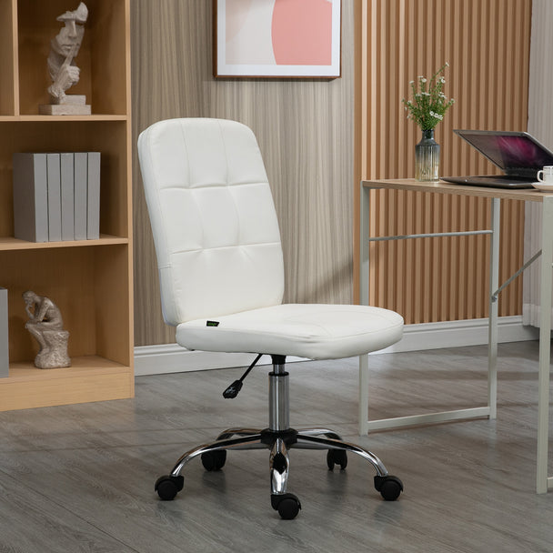 White armless faux leather office chair – image 2