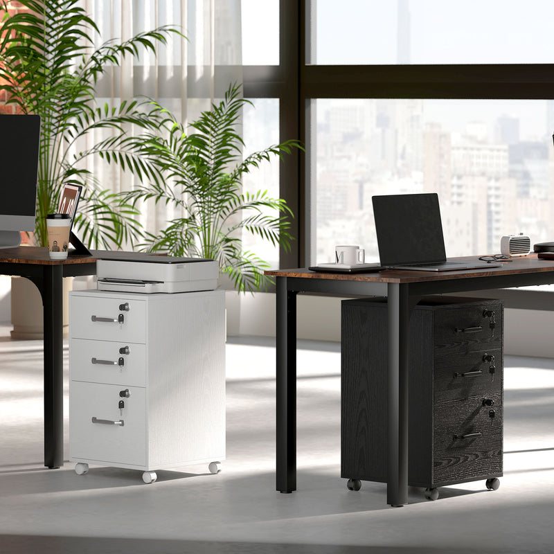 HOMCOM Three Drawer Wood-Effect Filing Cabinet - White – view 9