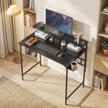 HOMCOM Computer Desk, 80cm Home Office Study Table with Hutch Shelf, Cup Holder, Headphone Hook, Black – view 7