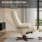 Faux Leather Manual Recliner and Footstool Set - Cream White