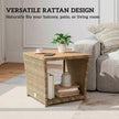 Outsunny Side Table 2-Tier Outdoor Coffee Table with Storage Shelf PS Wood Slat Top/Khaki – view 8