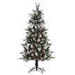 5ft snow-dipped tree with berries and pine cones – image 10