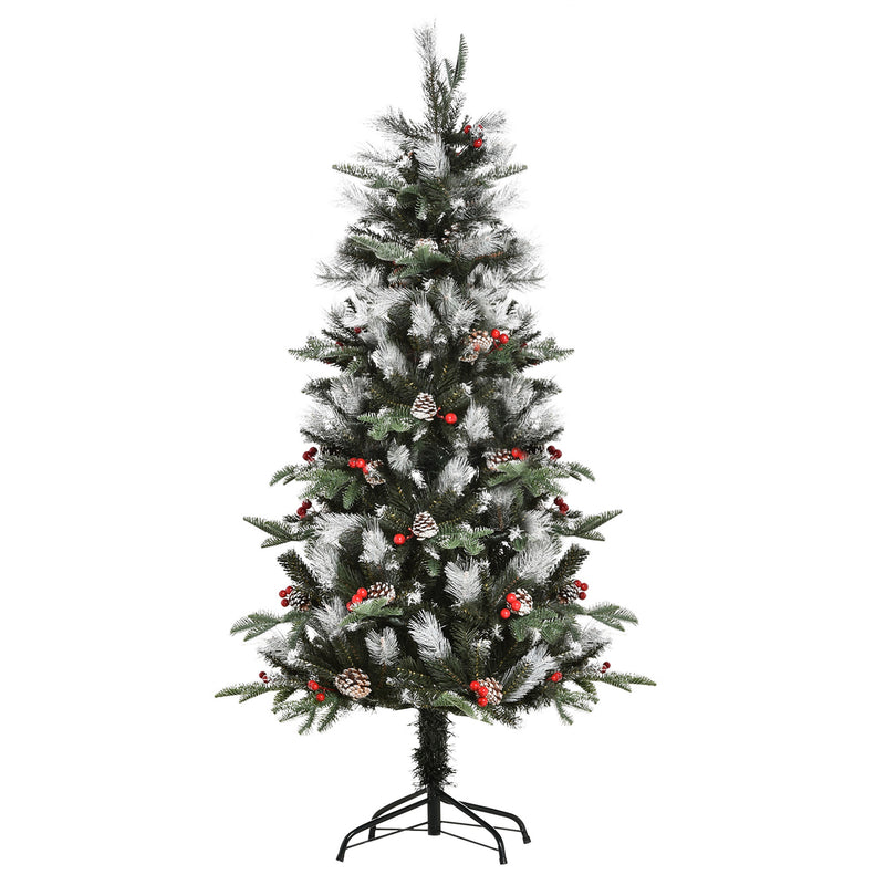 5ft snow-dipped tree with berries and pine cones – image 10