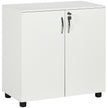 White two-door lockable office storage cabinet with inner shelf