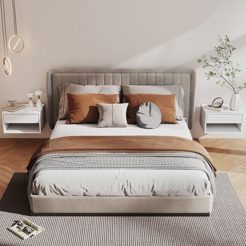 HOMCOM Set of Two Floating Bedside Tables - White – view 2