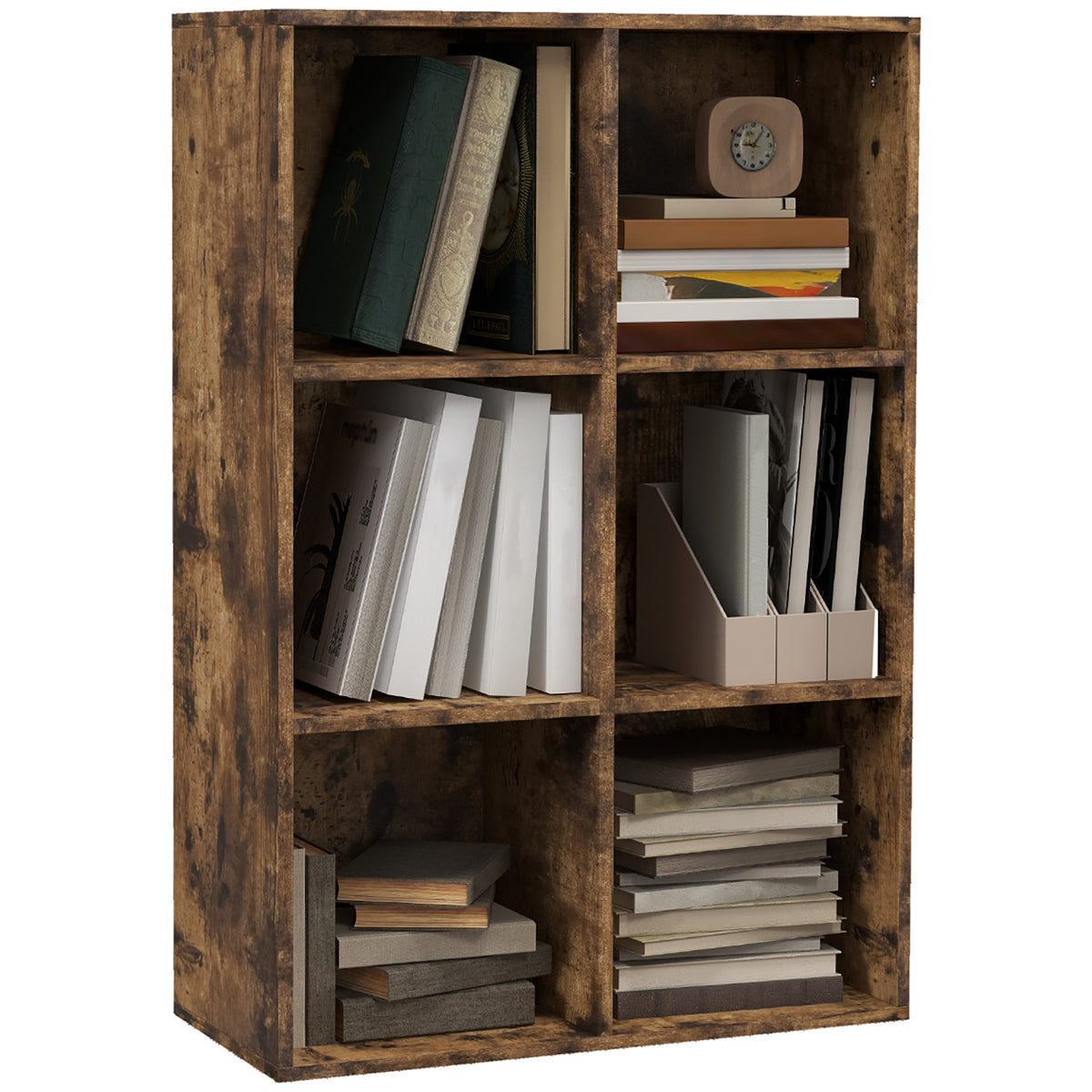 6-Cube Reversible Bookcase – Rustic Brown