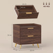 HOMCOM Elegant Two-Drawer Bedside Table - Walnut Brown – view 3