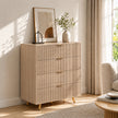 HOMCOM Bedroom Chest of Drawers with 4 Drawers, Fluted Dresser with Gold Tone Handles, Storage Cabinet, Natural – view 9