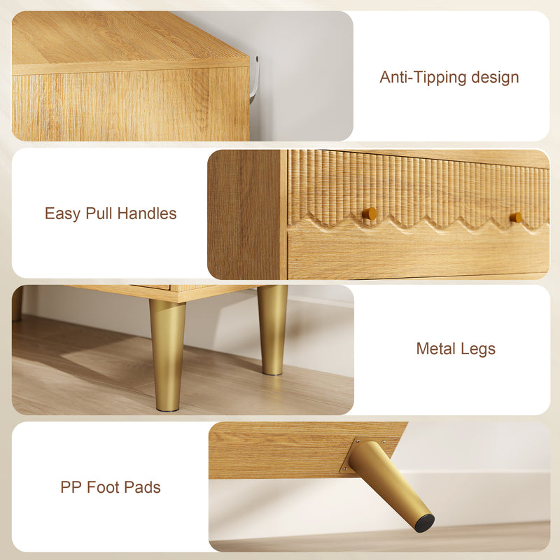 HOMCOM Dresser for Bedroom 3 Drawer Chest of Drawers with Steel Frame for Living Room in Oak – view 7