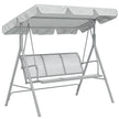 Light grey 3-seater metal garden swing with sling seat and UV-protected canopy