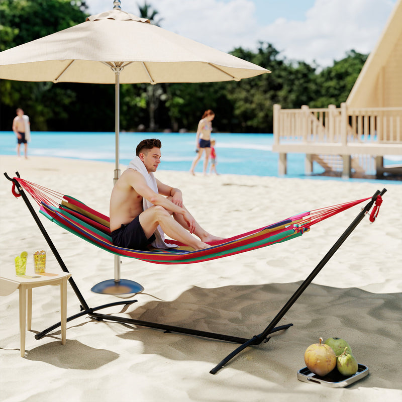Outsunny 298 x 117cm Hammock with Stand Camping Hammock with Portable Carrying Bag, Adjustable Height, 120kg Load – view 2