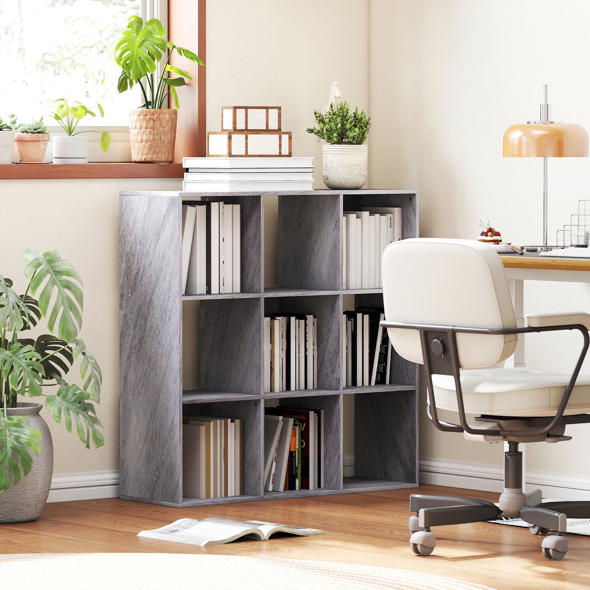 Nine-Cube Storage Shelf - Marble Grey