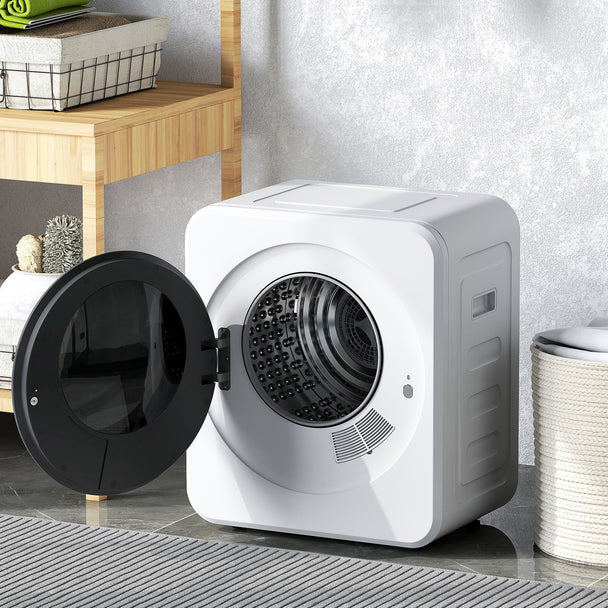 HOMCOM Vented Tumble Dryer, 4 kg Front Tumble Dryer with Stainless Steel Tub, 800W Compact Freestanding, White – view 2