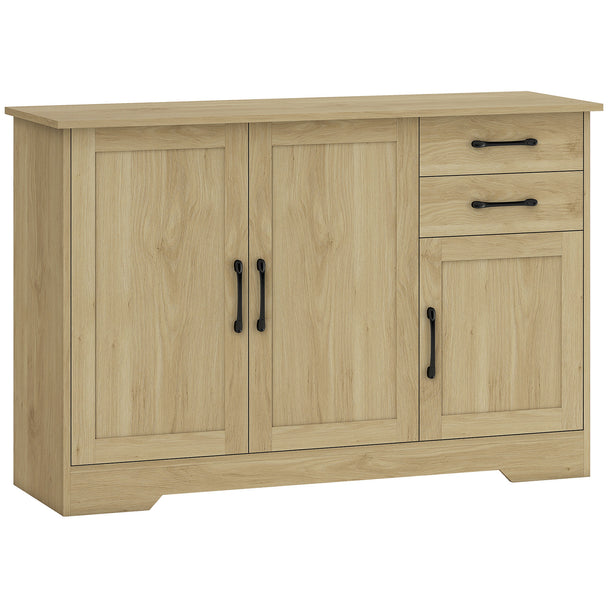 Natural wood-effect 120 cm sideboard with two drawers and three doors