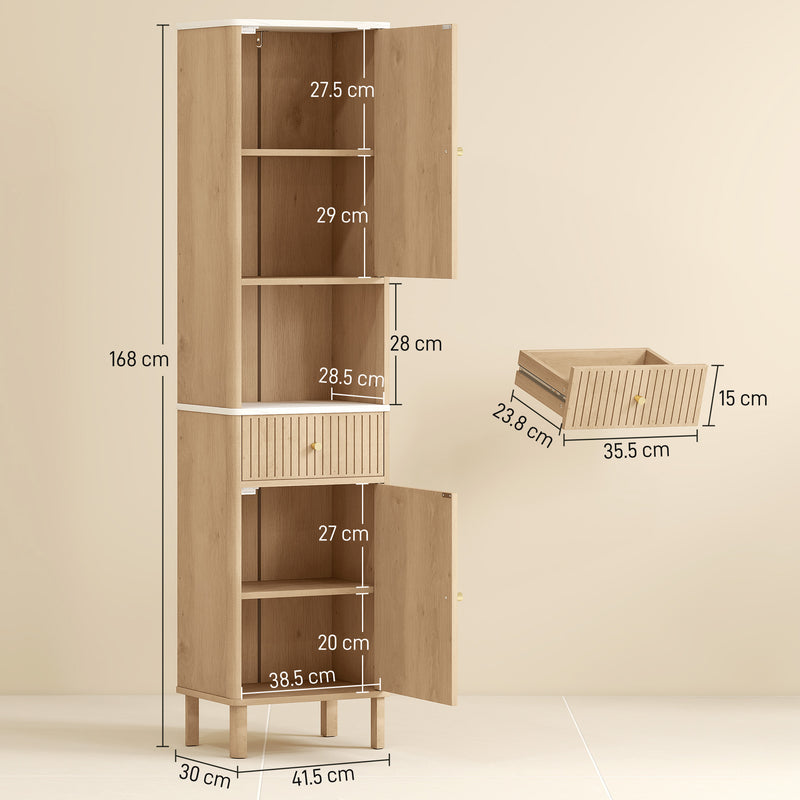 Tall slim bathroom cabinet with drawer – image 3