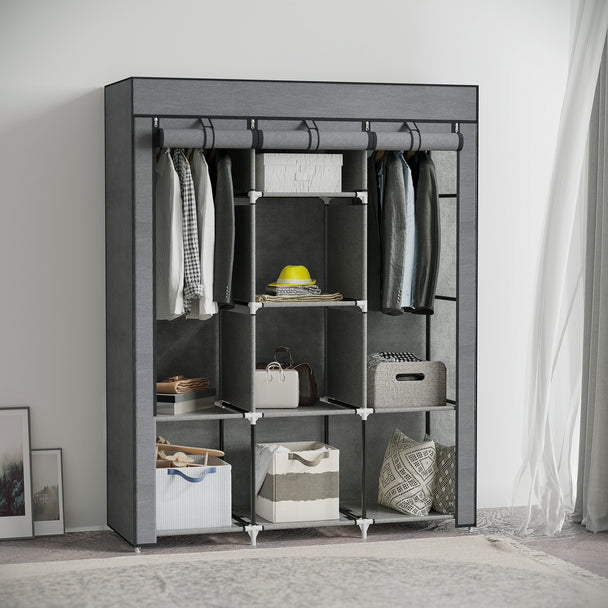 125 cm dark grey fabric wardrobe – image 2