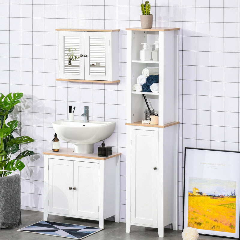 White & wood effect mirror cabinet – image 8