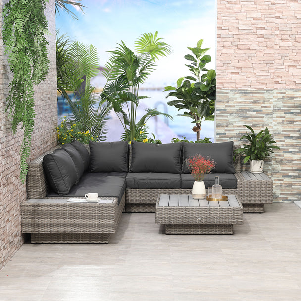 Light grey rattan corner sofa set – image 2