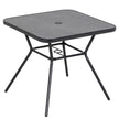 Black 80 cm square garden bistro table with faux-marble top and parasol hole