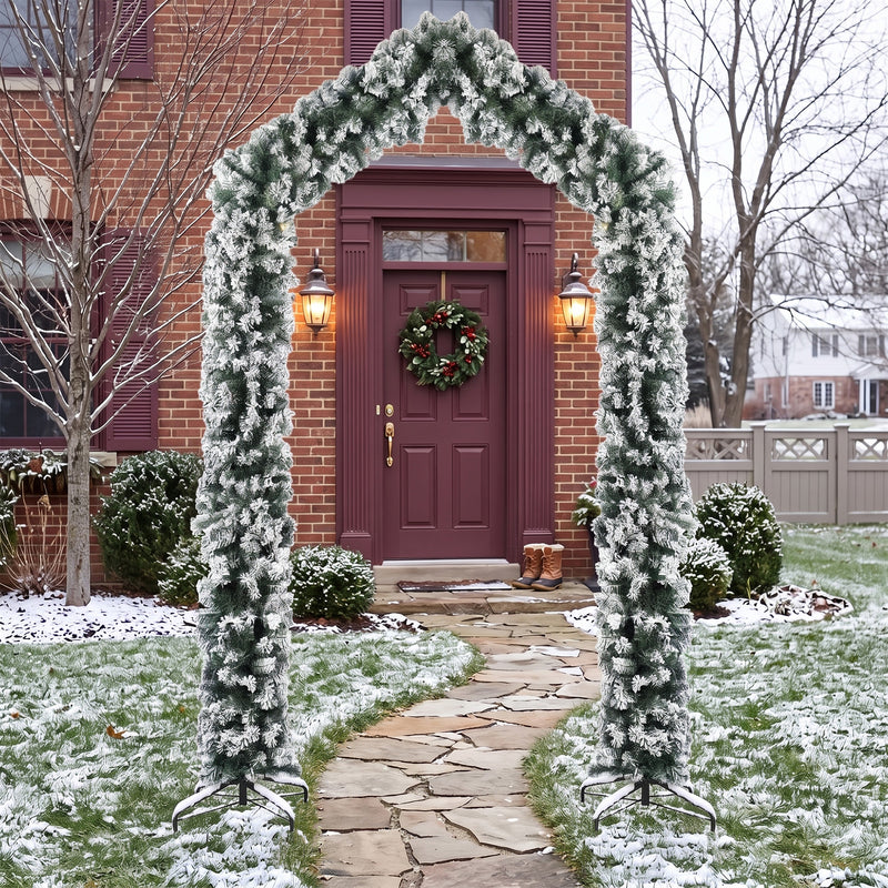 9ft snow-flocked Christmas tree arch – image 9
