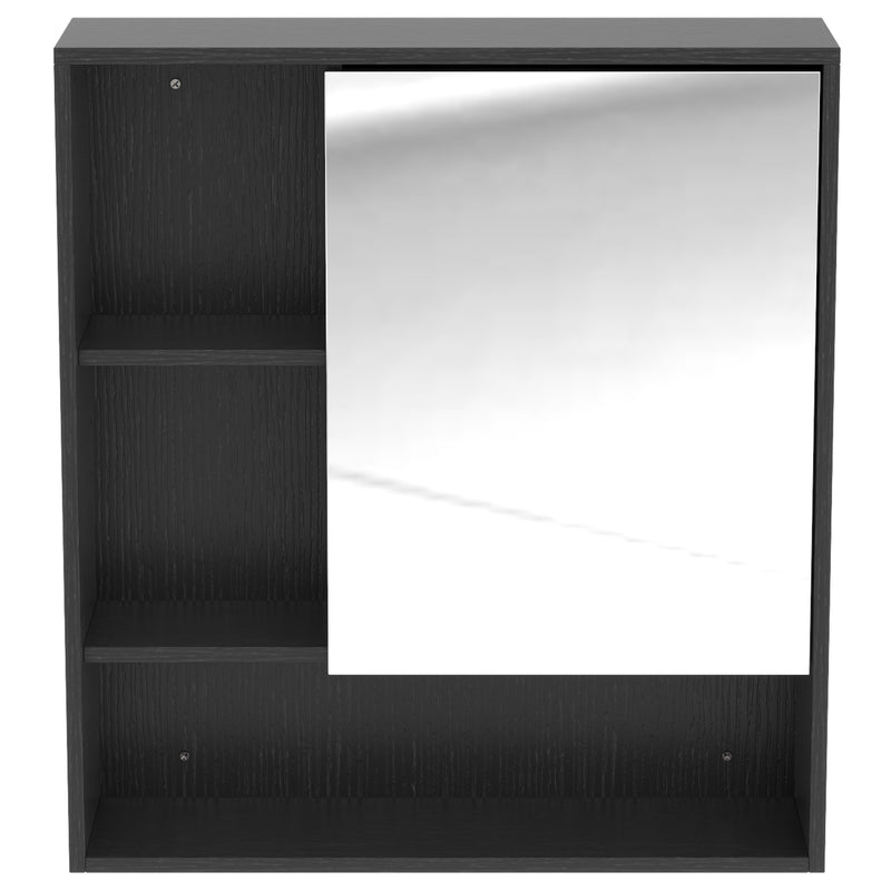 HOMCOM Bathroom Mirror Cabinet, Wall-Mounted Bathroom Cabinet with Mirror Door, Adjustable Shelves, Black – view 10