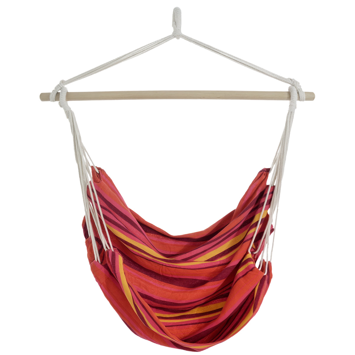 Outsunny Outdoor Hanging Rope Chair with Cotton Rope, Garden Hammock Chair with Wooden Support Bar Cotton Cloth