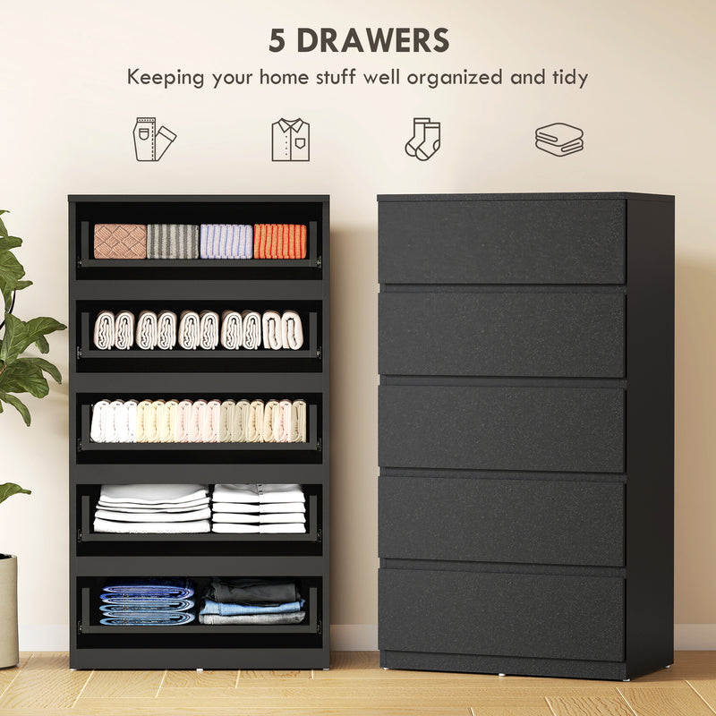 HOMCOM Chest of Drawers, 5-Drawer Storage Cabinets, Modern Dresser, Storage Drawer Unit for Bedroom – view 4