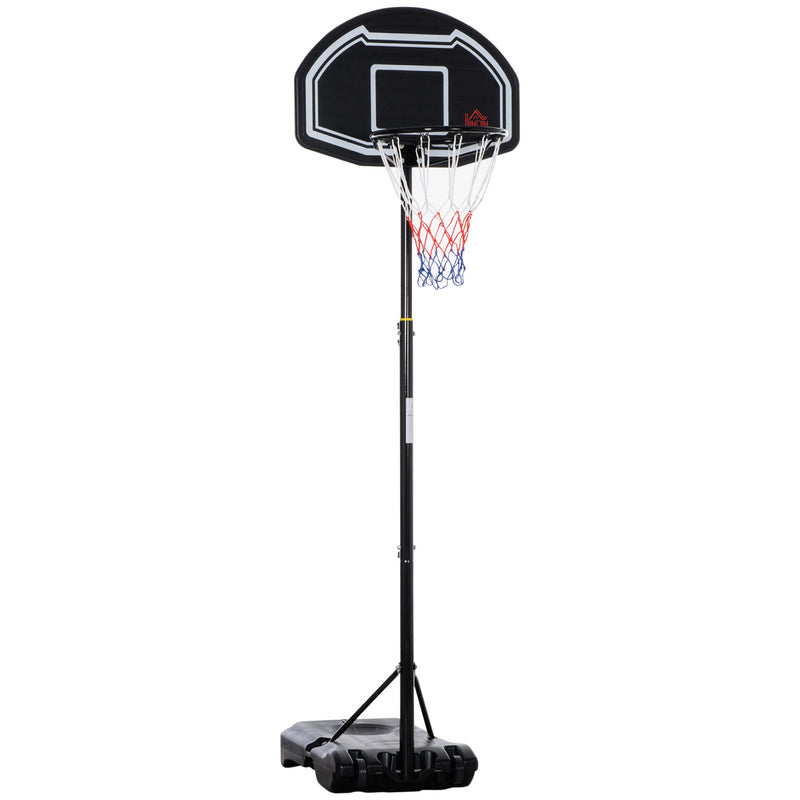 Black adjustable basketball hoop and stand with wheels and fillable base