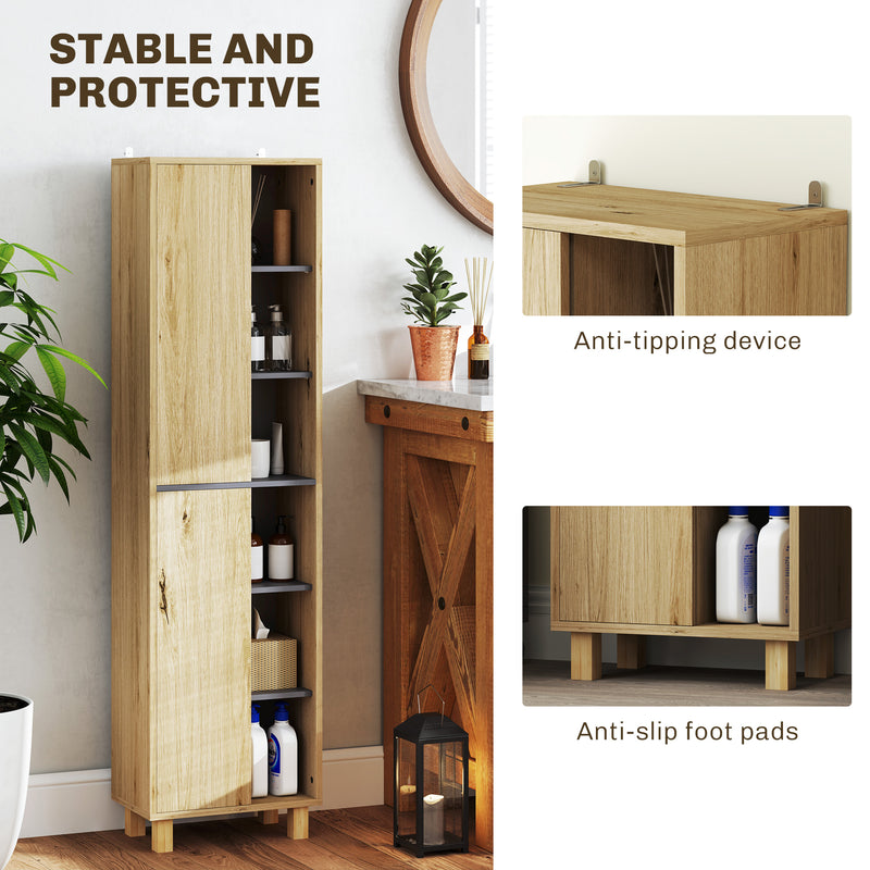 Tall slim wood-effect bathroom cabinet – image 6