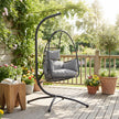 Outsunny Hanging Egg Chair, Indoor Outdoor Swinging Hammock Chair with Stand, Foldable Basket, Side Pocket, Dark Grey – view 2