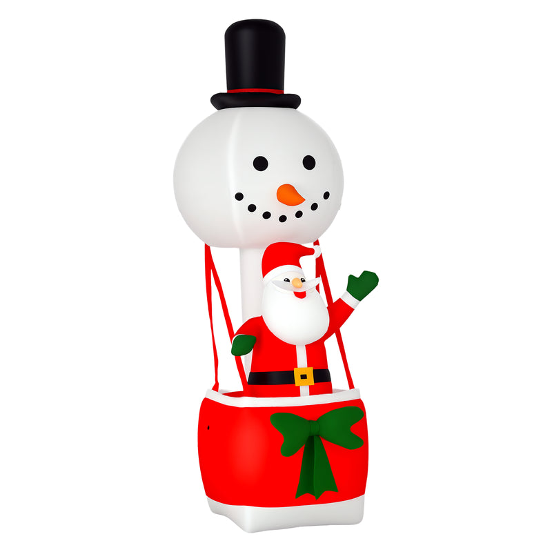 8ft Santa and Snowman Hot Air Balloon Christmas Inflatable on a white background