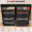 HOMCOM Chest of Drawers, Dresser with 10 Fabric Drawers, Tall Storage Unit with 4 Pockets and 2 Hooks Steel Frame, Black – view 4