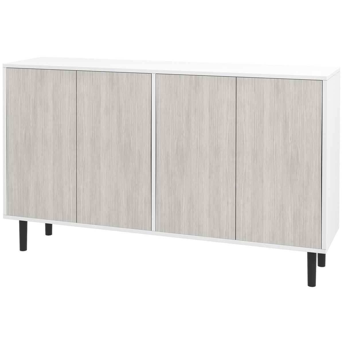 121 cm four-door handle-free sideboard on pine wood legs