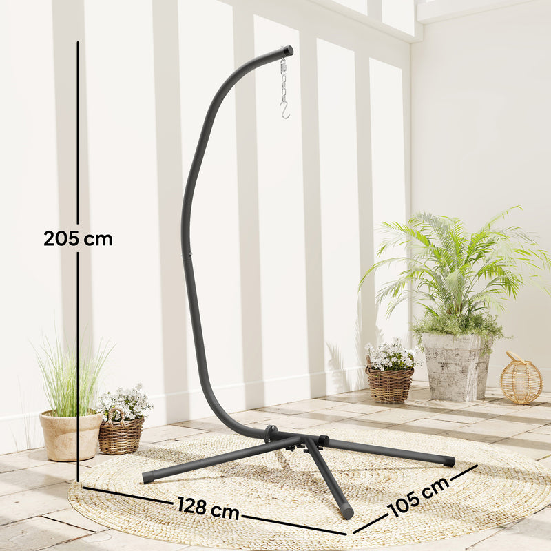 Outsunny Hanging Egg Chair Stand Only, Hammock Chair C-Stand with Hanging Chain, Black – view 3