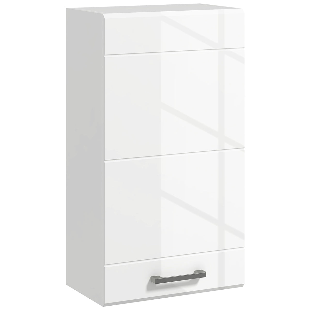High gloss white bathroom wall cabinet with soft-close door