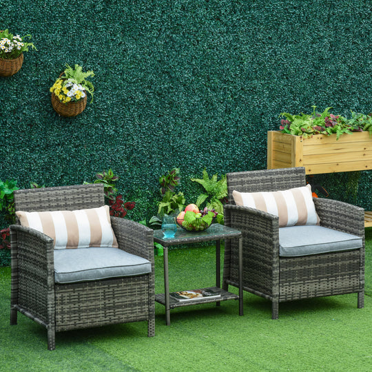 3-piece grey rattan bistro set – image 2