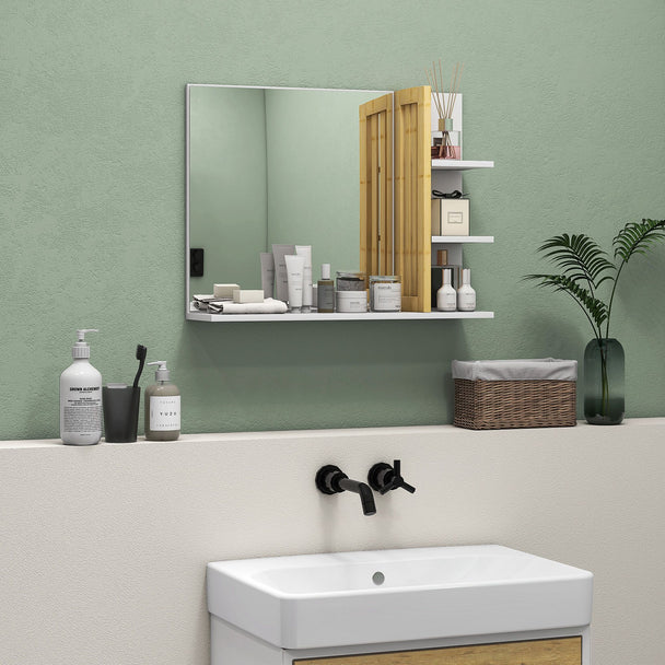White bamboo panel bathroom mirror – image 2