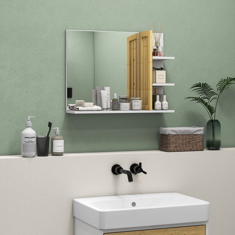 White bamboo panel bathroom mirror – image 2