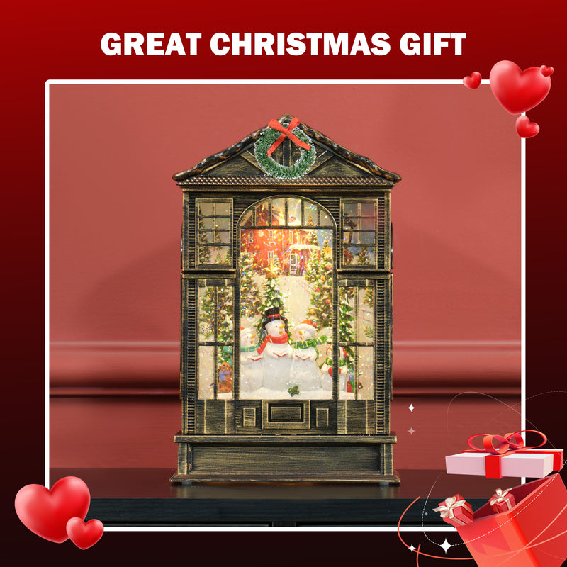 Snow globe lantern against a festive red background