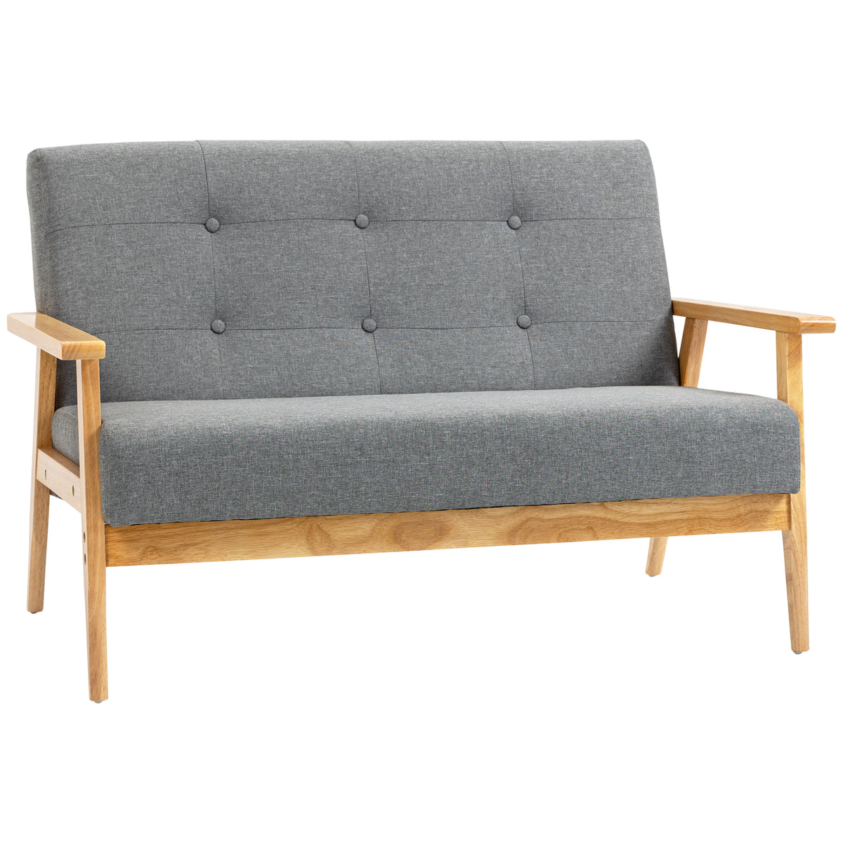115 cm Retro Tufted 2-Seater Sofa – Dark Grey