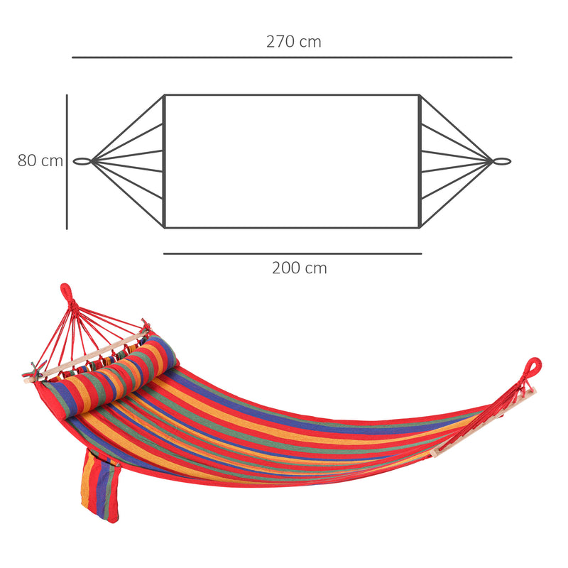 Outsunny Cotton Hammock, Soft Portable Swing Sleeping w/ Headrest & Side Pocket, Deluxe Swing Chair for Beach, Garden – view 3