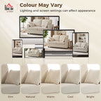 2 Seater Sofa, Corduroy Small Couch with Spring Cushion, Wide and Deep Seat, Beige