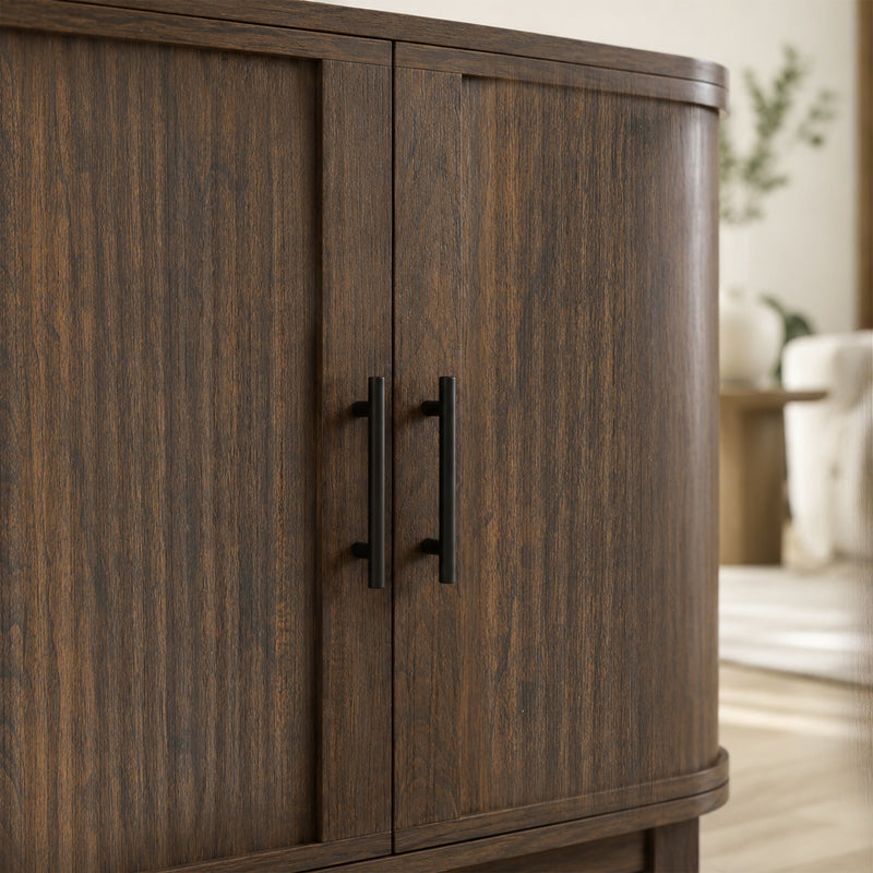 Dark walnut curved door sideboard – image 10